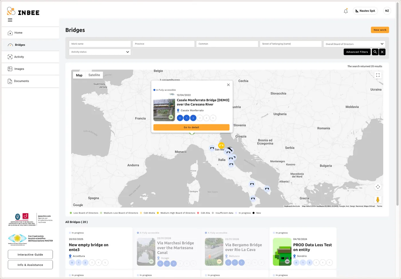 INBEE desktop screens for bridge inventory, inspections, risk assessment and reporting 1